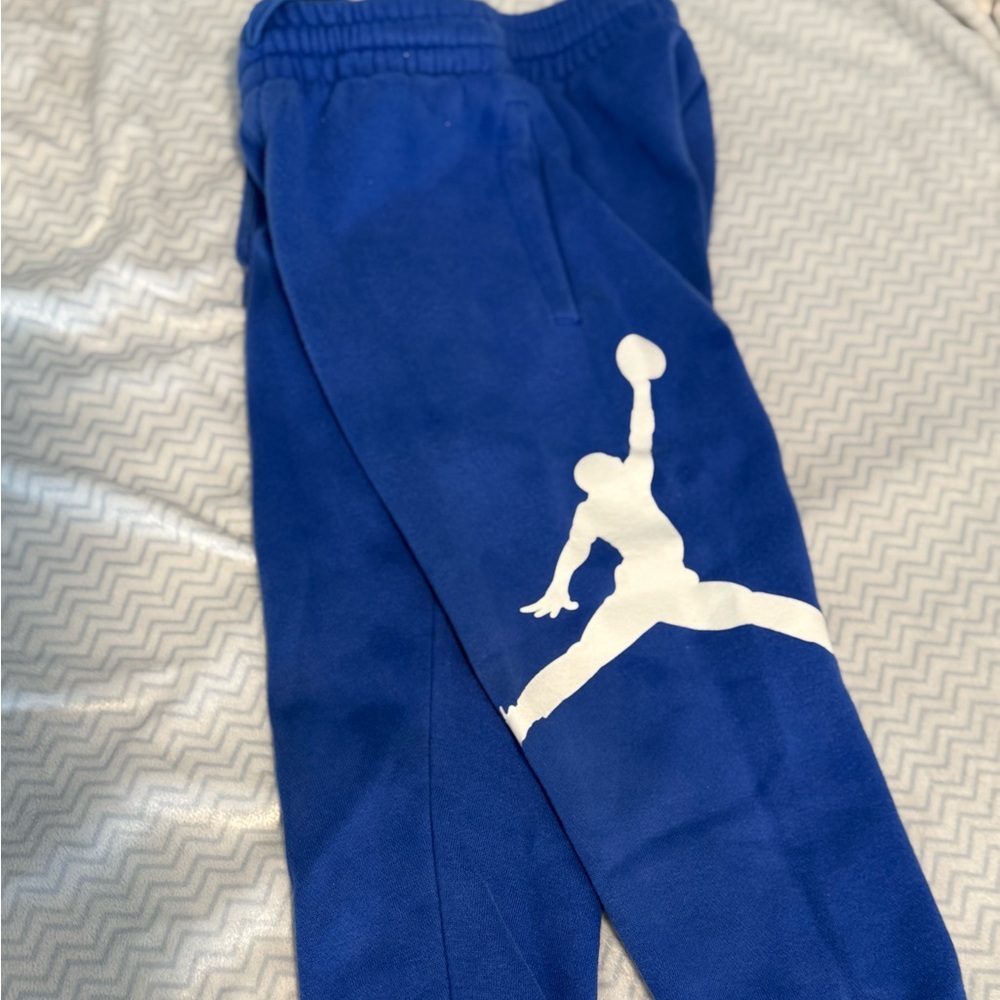 Jordan Blue and White Sweatpants with Iconic Jumpman Logo